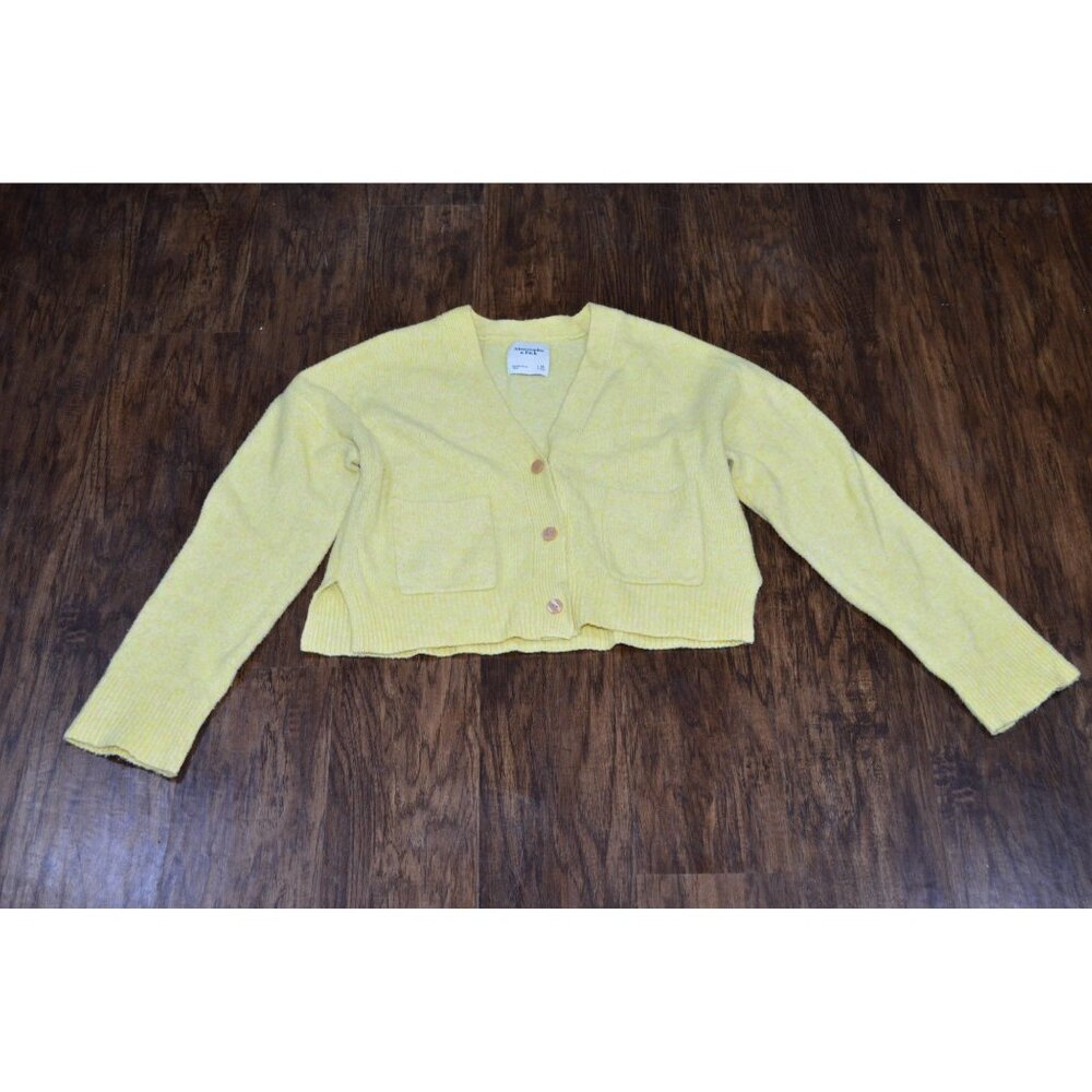Abercrombie Women’s Cropped Cardigan Size XS Yellow Chic Classic Fuzzy Preppy